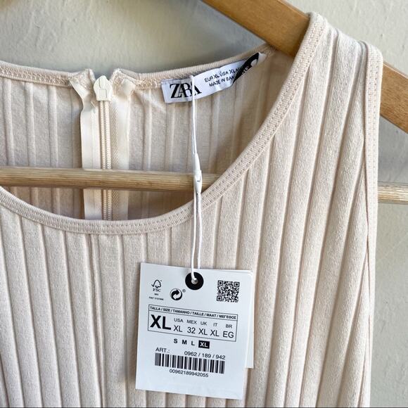 NWT Zara Cream Ribbed Romper - Picture 7 of 7